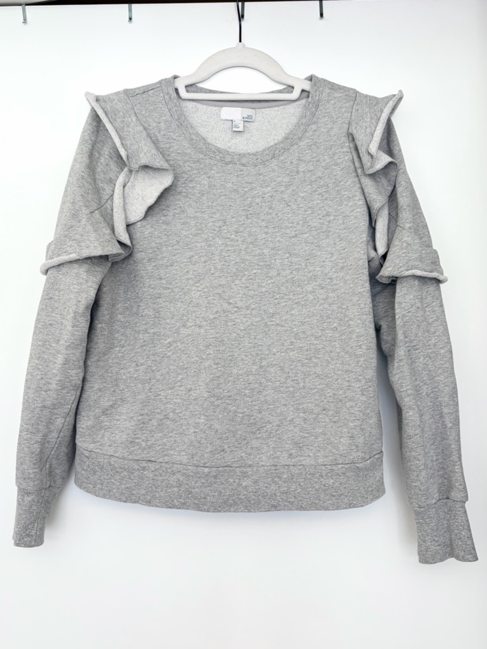 14th & Union Ruffle Shoulder Sweatshirt Gray Pullover Size S